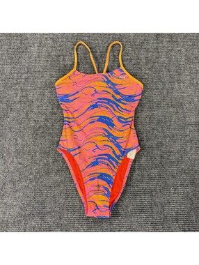 TYR Durafast Trinityfit Waverider Women's Neon Pink Orange One Piece Size 18
